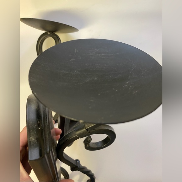 Black Metal Wood Wall Sconces Candle Set of Two Pair Wall Hanging  Spiral - Picture 10 of 12